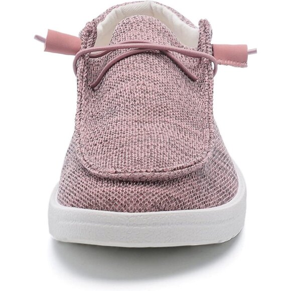 Women's Pink Lightweight Casual Slip On Deck Canvas Loafers Sneakers Boot Shoes - Picture 3 of 8